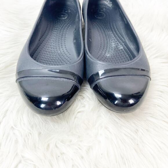 Crocs 7 Women's Black Cap Toe Slip On Flat Heel Casual Ballet Shoes - Picture 6 of 11